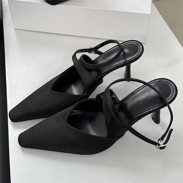 Xajzpa Elegant New Style Leopard Print Buckle Strap Women Pumps Pointed Toe Thin High Heels Banquet Dress Ladies Shoes